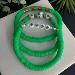 SET of 3 Clay Bead St. Patrick's Day Bracelet / Stacking Bracelets
